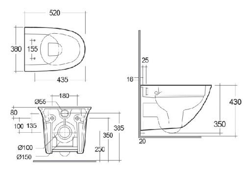 Rak-SENSATION Унитаз подвесной безободковый со скрытым монтажом, сиденье с м/л RAK Ceramics в Кропоткине